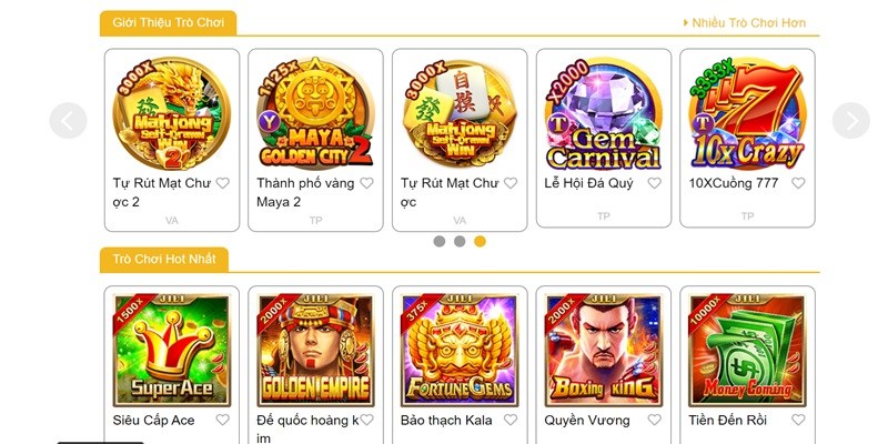 Các trò chơi slots game nổ hũ đa dạng dòng thưởng tại VIN777